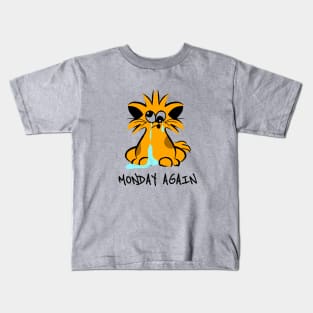 Monday morning - Exhausted cats Kids T-Shirt